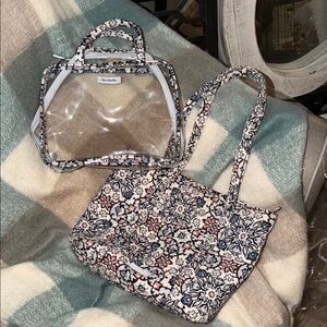 Vera Bradley Floral Clear and Patterned Tote Set